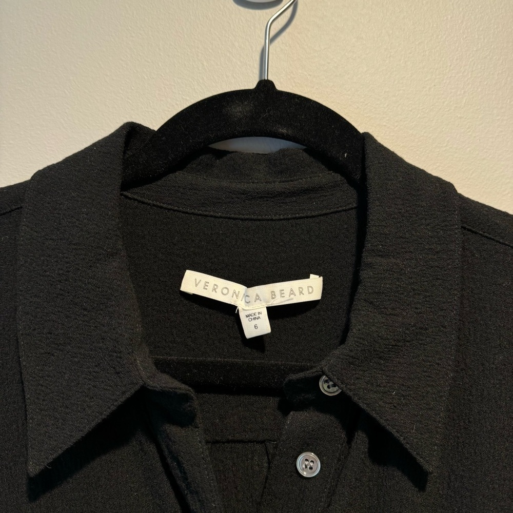 Veronica Beard Black Long Sleeve Ruched Black Dress - Picture 3 of 4
